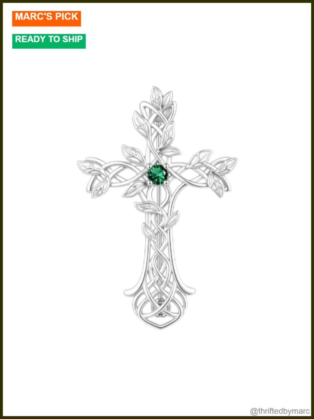 925 Sterling Silver Cross Brooch Celtic Knot Pin for Women 18k White Gold Plated